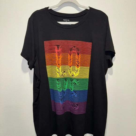 Torrid Black Tee with Love Rainbow Pride Graphic - Picture 3 of 5